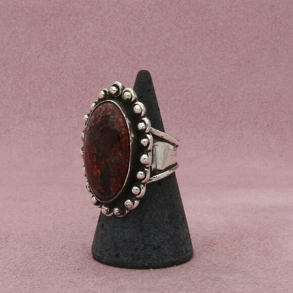 mexico sterling silver vintage beaded raw fire agate ring size 7 - Picture 2 of 3